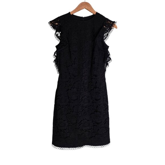 Women's - Vince Camuto Black Flutter Sleeve Lace Dress, Size 2 - Picture 2 of 9
